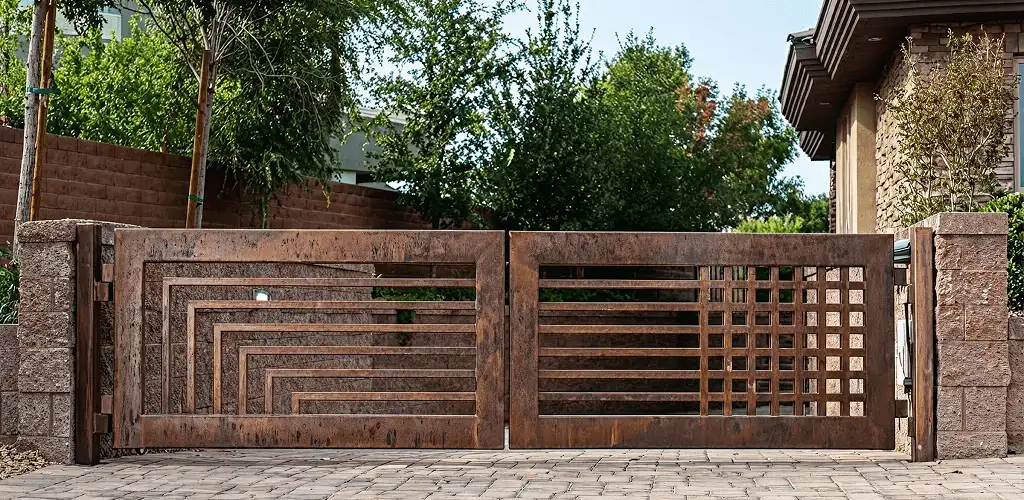 Custom driveway gate installation for a home entrance in Rockford, IL