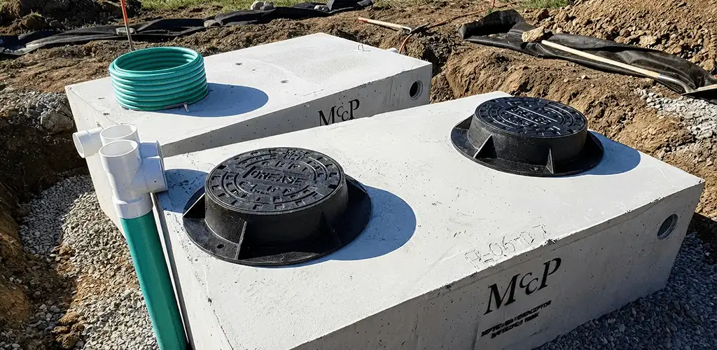 Grease trap installation unit set in place for drainage protection in Rockford, IL