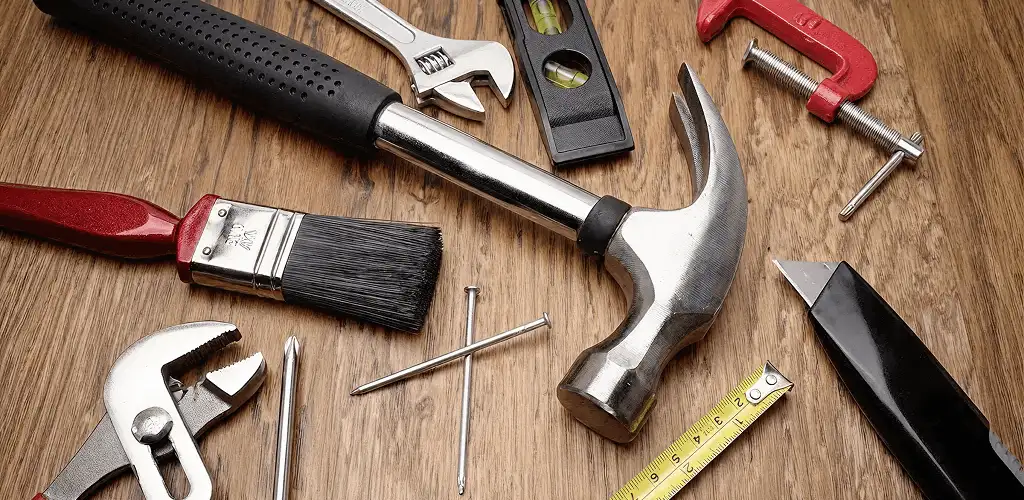 Handyman tools laid out for home repair and maintenance work in Rockford, IL