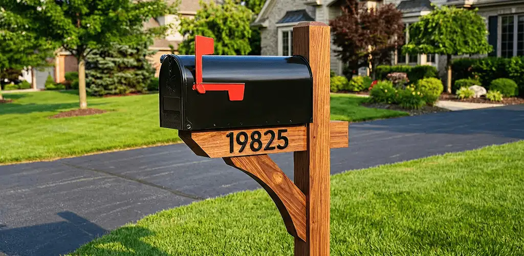 New mailbox installation with post and address number for a home in Rockford, IL